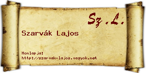Szarvák Lajos névjegykártya